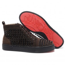 Baskets Christian Louboutin Louis Spikes Chocolat