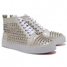 Baskets Christian Louboutin Louis Silver Spikes beiges