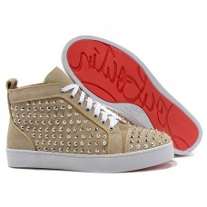 Baskets Christian Louboutin Louis Silver Spikes beiges
