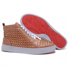 Baskets Christian Louboutin Louis Gold Spikes Taupe