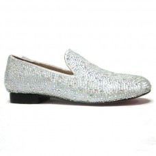 Mocassins Christian Louboutin Strass blancs Mocassins Christian Louboutin Strass blancs