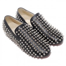 Mocassins à pointes argentées Christian Louboutin Rollerboy noirs