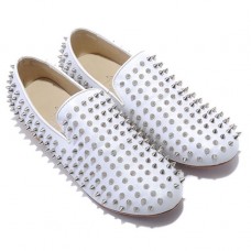 Mocassins blancs à pointes argentées Rollerboy de Christian Louboutin