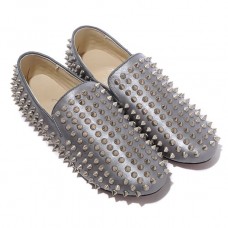 Mocassins à pointes argentées Christian Louboutin Rollerboy gris