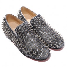 Mocassins à pointes argentées Christian Louboutin Rollerboy gris