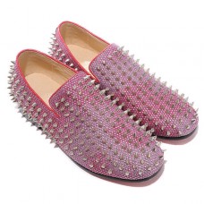 Mocassins à pointes argentées Rollerboy de Christian Louboutin rouges