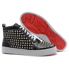 Baskets Christian Louboutin Louis Silver Spikes noires