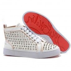 Baskets Christian Louboutin Louis Silver Spikes blanches