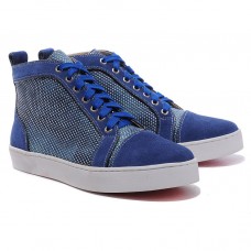 Baskets Christian Louboutin Louis à strass bleus