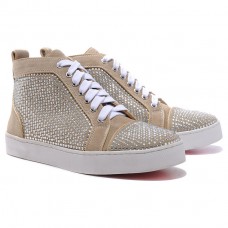 Baskets Christian Louboutin Louis à strass taupe