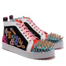 Baskets Christian Louboutin Louis Gold Spikes multicolores