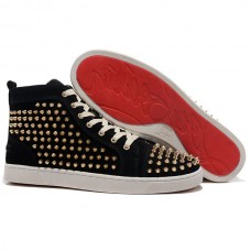 Baskets Christian Louboutin Louis Gold Spikes noires
