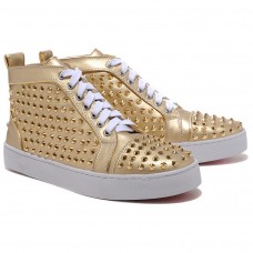 Baskets Christian Louboutin Louis Gold Spikes dorées