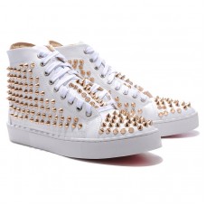Baskets Christian Louboutin Louis Gold Spikes blanches