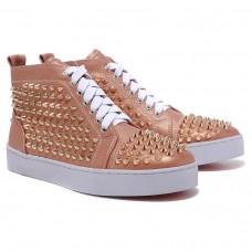 Baskets Christian Louboutin Louis Gold Spikes Taupe
