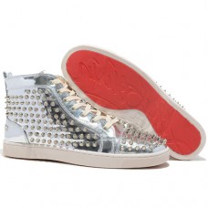 Baskets Christian Louboutin Louis Spikes argentées