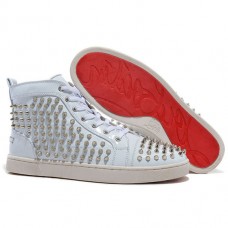 Baskets Christian Louboutin Louis Spikes blanches