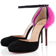 Escarpins Christian Louboutin Crazy Fur 120 mm rose/noir Escarpins Christian Louboutin Crazy Fur 120 mm rose/noir