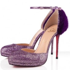 Escarpins Christian Louboutin Crazy Fur 120 mm violets Escarpins Christian Louboutin Crazy Fur 120 mm violets
