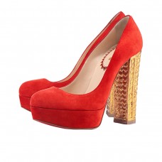 Escarpins Christian Louboutin Bois Doré 140 mm Rouge/Or