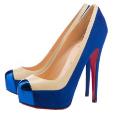 Escarpins Christian Louboutin Mago bicolores 140 mm bleus