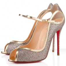 Escarpins Christian Louboutin 1en8 100 mm à bout ouvert, couleur or