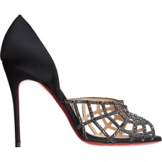 Escarpins Christian Louboutin Aranea 100 mm à bout ouvert noirs Escarpins Christian Louboutin Aranea 100 mm à bout ouvert noirs