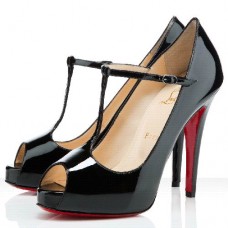 Escarpins Christian Louboutin Burlina 120 mm à bout ouvert noirs Escarpins Christian Louboutin Burlina 120 mm à bout ouvert noirs