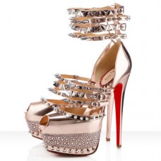 Escarpins Christian Louboutin Isolde 160 mm à bout ouvert, couleur or Escarpins Christian Louboutin Isolde 160 mm à bout ouvert, couleur or