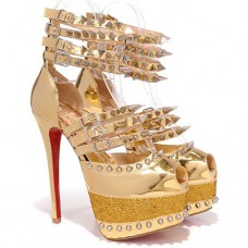 Escarpins Christian Louboutin Isolde 160 mm à bout ouvert, couleur bronze Escarpins Christian Louboutin Isolde 160 mm à bout ouvert, couleur bronze