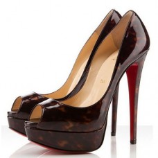 Escarpins Christian Louboutin à bout ouvert, imprimé écaille de tortue, 140 mm, rouges
