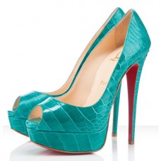 Escarpins Christian Louboutin Lady 140 mm à bout ouvert, couleur jade Escarpins Christian Louboutin Lady 140 mm à bout ouvert, couleur jade