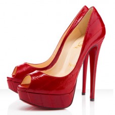 Escarpins Christian Louboutin Lady 140 mm à bout ouvert rouges Escarpins Christian Louboutin Lady 140 mm à bout ouvert rouges