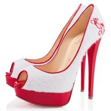 Escarpins Christian Louboutin Lady 140 mm à bout ouvert blancs Escarpins Christian Louboutin Lady 140 mm à bout ouvert blancs