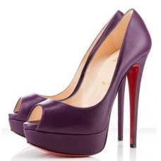 Escarpins Christian Louboutin Lady 140 mm à bout ouvert violet Escarpins Christian Louboutin Lady 140 mm à bout ouvert violet
