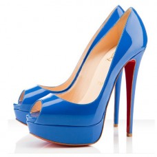 Escarpins Christian Louboutin Lady 140 mm à bout ouvert bleus Escarpins Christian Louboutin Lady 140 mm à bout ouvert bleus