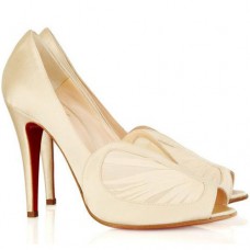 Escarpins blancs à bout ouvert Christian Louboutin Papilipi 100 mm