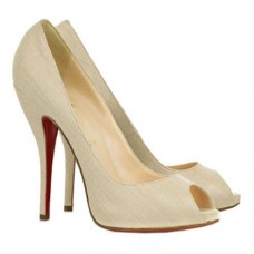 Escarpins Christian Louboutin Titi 120 mm à bout ouvert beige
