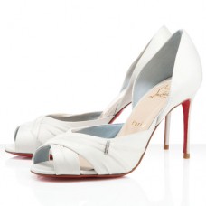Escarpins Christian Louboutin Tres Oprah 80 mm à bout ouvert, blanc cassé