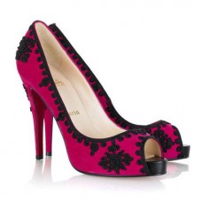 Escarpins Christian Louboutin Very Brode 120 mm à bout ouvert Rose Matador