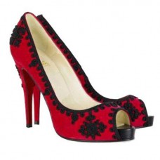 Escarpins Christian Louboutin Very Brode 120 mm à bout ouvert rouges Escarpins Christian Louboutin Very Brode 120 mm à bout ouvert rouges