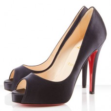 Escarpins Christian Louboutin Very Privé 100 mm à bout ouvert noirs Escarpins Christian Louboutin Very Privé 100 mm à bout ouvert noirs