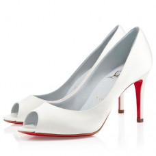 Escarpins Christian Louboutin You You 80 mm à bout ouvert, blanc cassé Escarpins Christian Louboutin You You 80 mm à bout ouvert, blanc cassé