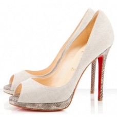 Escarpins Christian Louboutin Yolanda 120 mm à bout ouvert beige