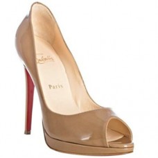 Escarpins Christian Louboutin Yolanda 120 mm à bout ouvert, couleur camel