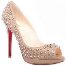 Escarpins Christian Louboutin Yolanda Spikes 120 mm à bout ouvert rose Escarpins Christian Louboutin Yolanda Spikes 120 mm à bout ouvert rose