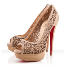 Escarpins Christian Louboutin Pampas 140 mm à bout ouvert beige