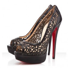 Escarpins Christian Louboutin Pampas 140 mm à bout ouvert noirs Escarpins Christian Louboutin Pampas 140 mm à bout ouvert noirs