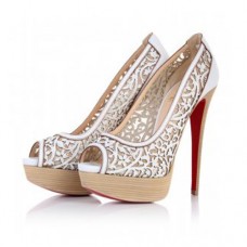 Escarpins Christian Louboutin Pampas 140 mm à bout ouvert blancs