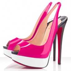 Escarpins Christian Louboutin Lady Peep 140 mm Rose Matador/Blanc Escarpins Christian Louboutin Lady Peep 140 mm Rose Matador/Blanc